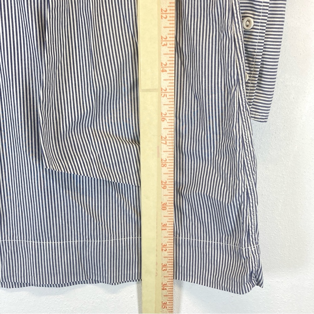 Nili Lotan Shirt Dress Blue White Striped Button Down Front XS long Sleeve - Picture 9 of 16